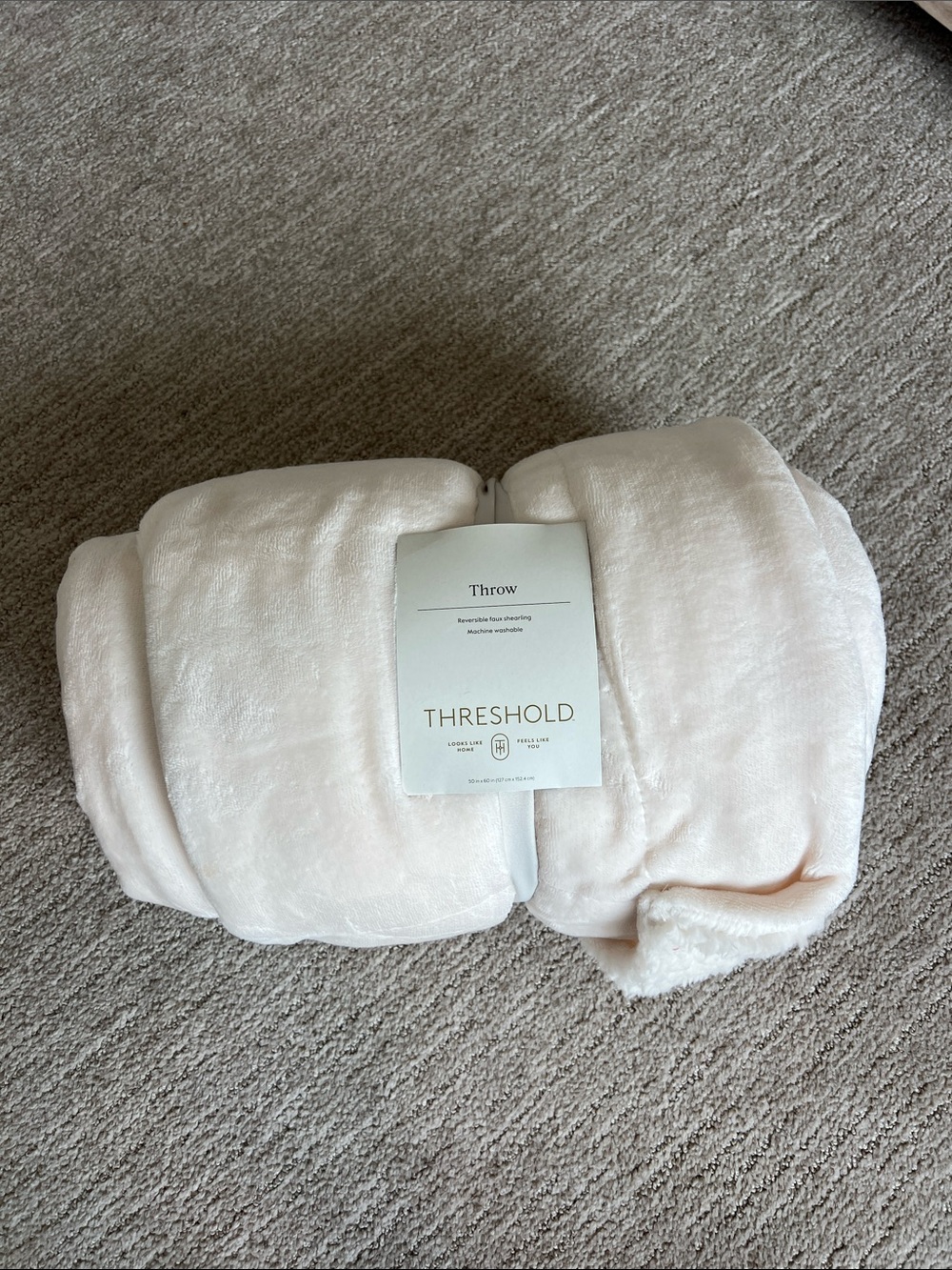 Threshold Plush Throw Blanket in Blush Pink